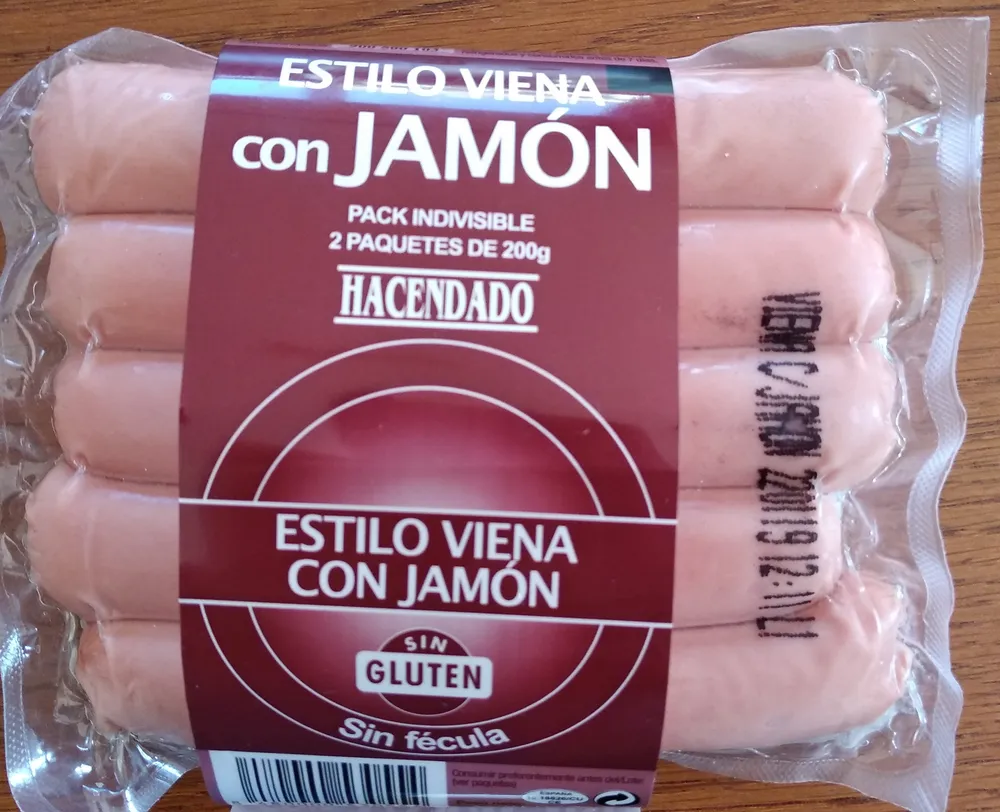 Salchichas estilo viena con jamón