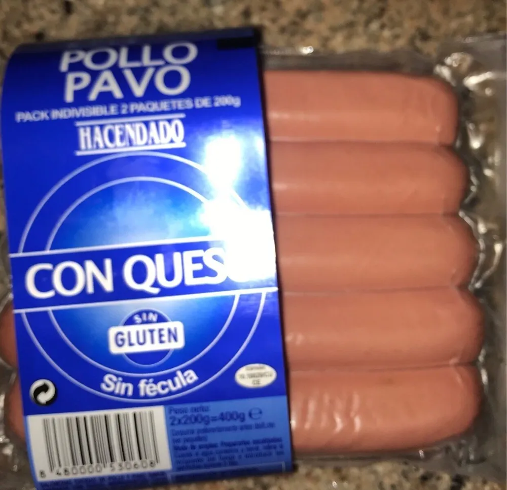Salchichas de pollo y pavo con queso