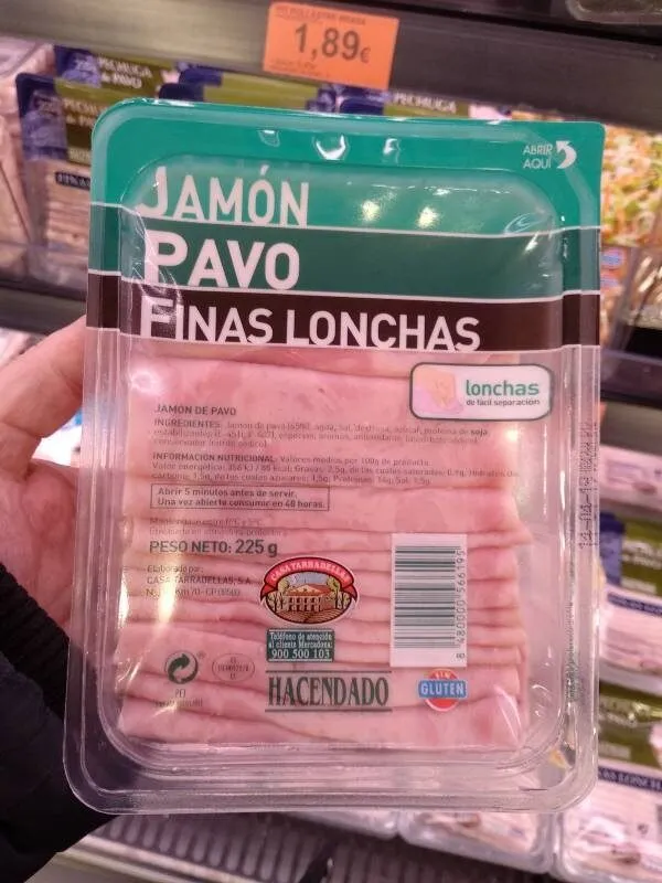 Jamón pavo finas lonchas