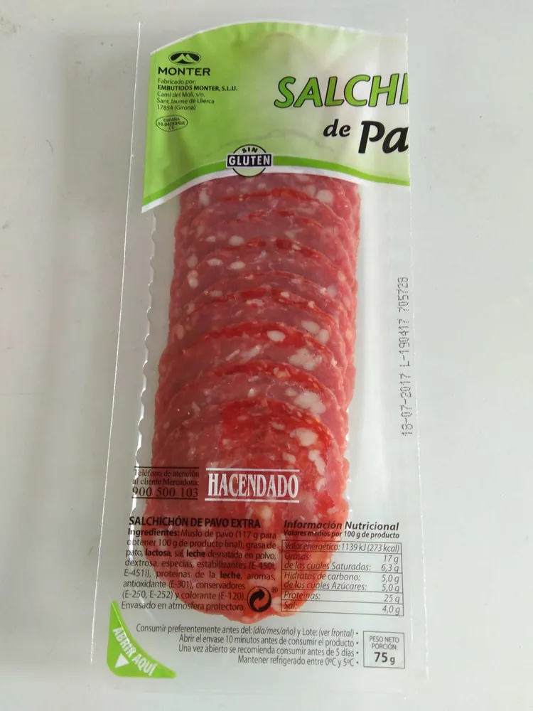 Salchichón extra de pavo