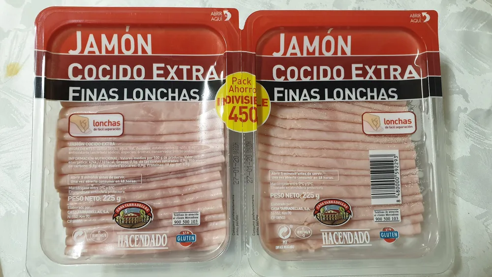Jamón cocido extra finas lonchas