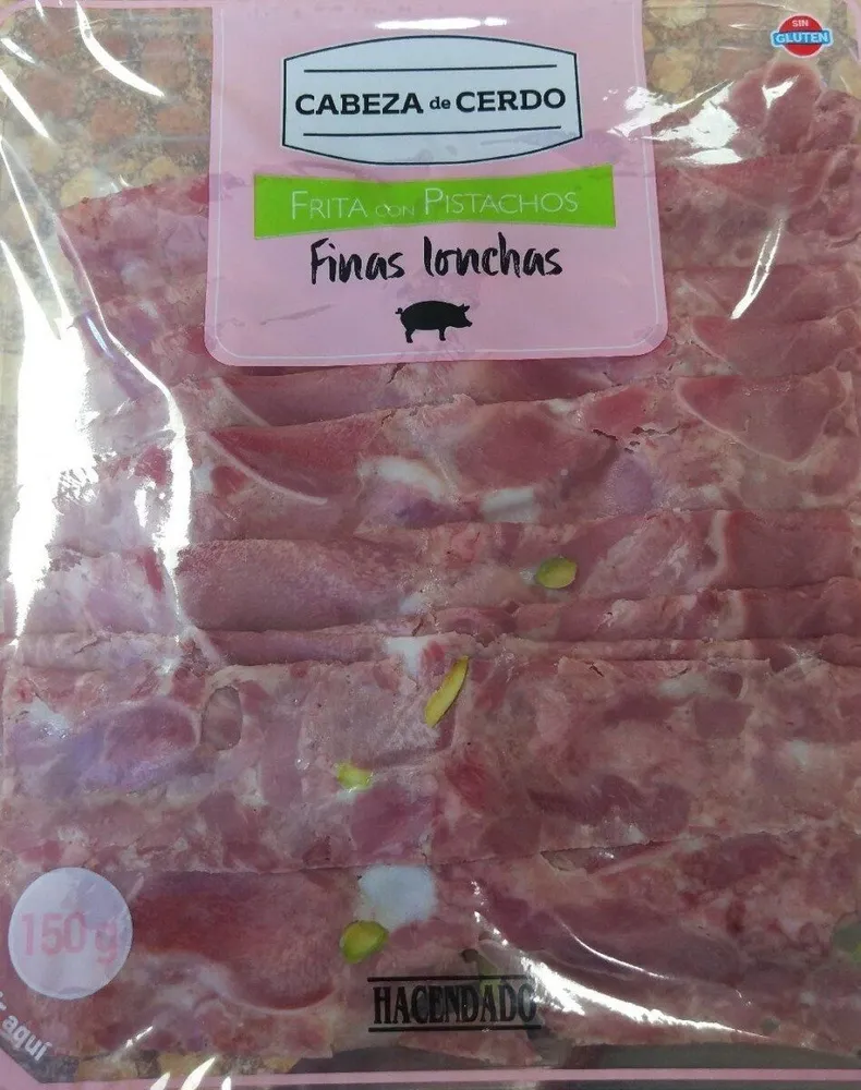 Cabeza de cerdo con pistachos