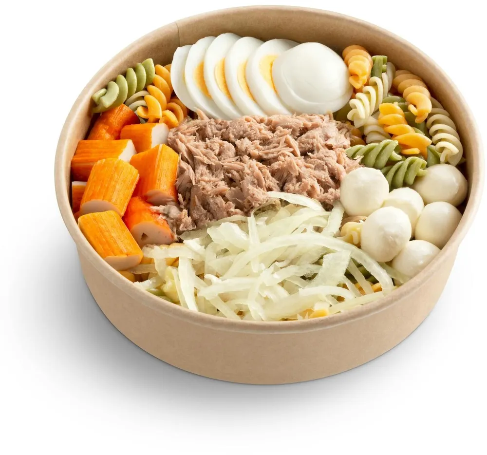 Ensalada de pasta con atún y surimi