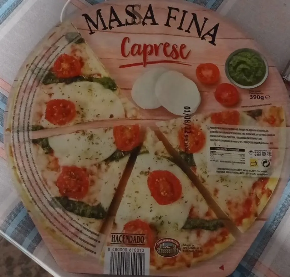 Pizza masa fina caprese