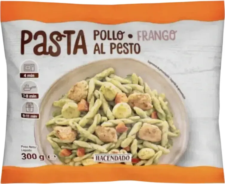 Ensalada de pasta con pollo al pesto