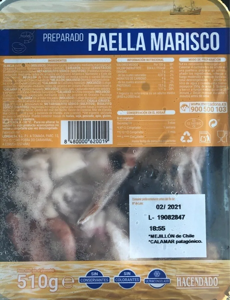 Preparado paella marisco