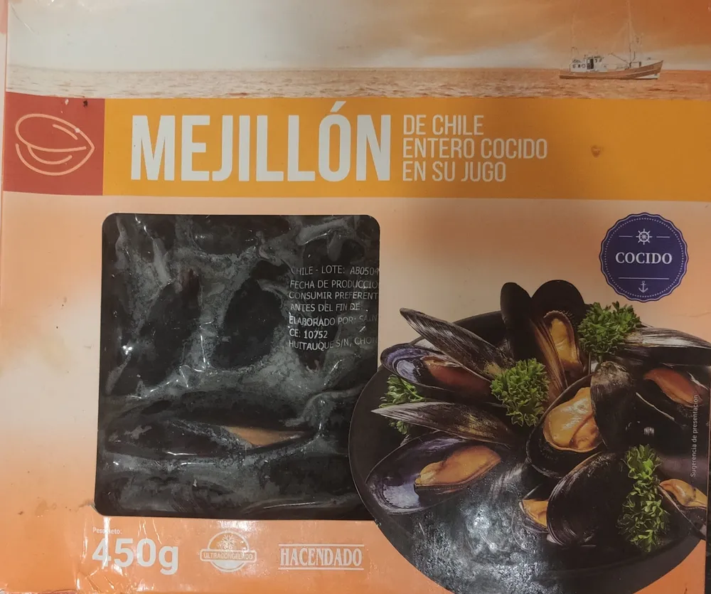 Mejillón de Chile entero cocido en su jugo