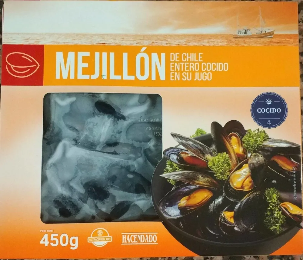 Mejillón de chile entero cocido en su jugo