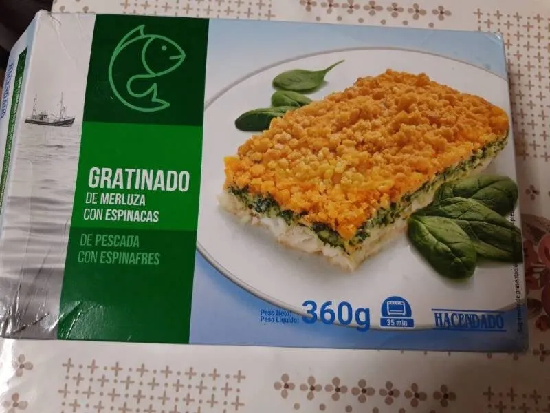 Gratinado de merluza con espinacas