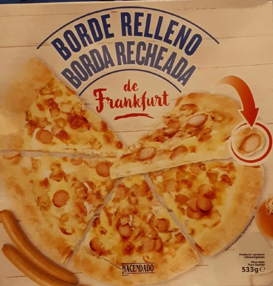 Pizza de frankfurt borde relleno