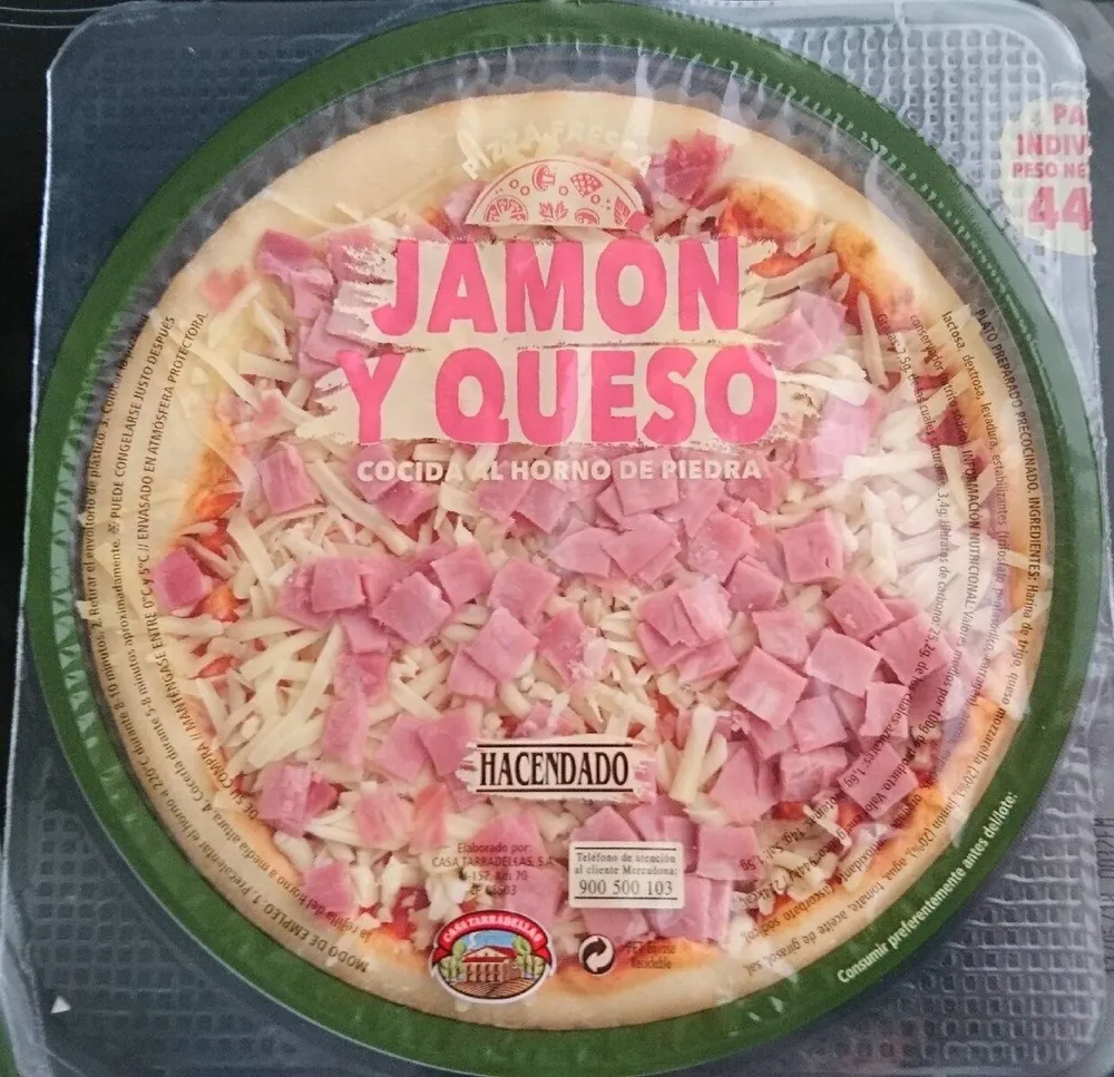 Pizza fresca jamón y queso