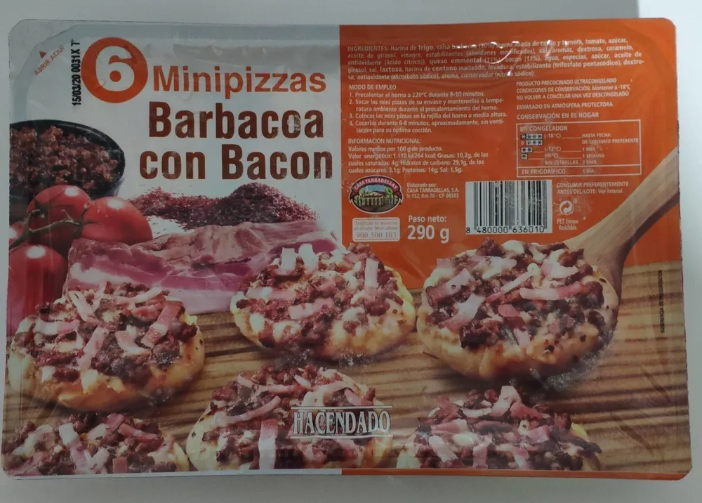 Minipizzas barbacoa con bacon