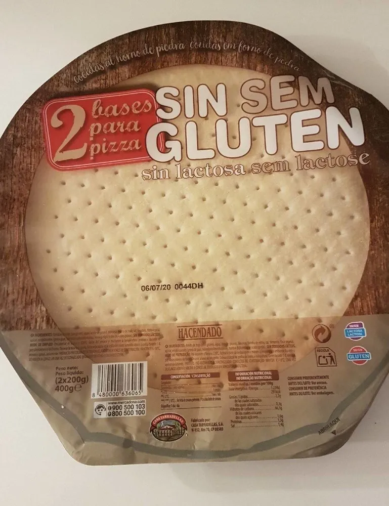 2 bases pizza sin gluten
