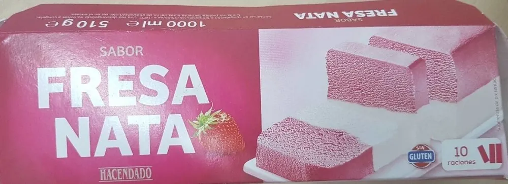 Helado sabor nata fresa
