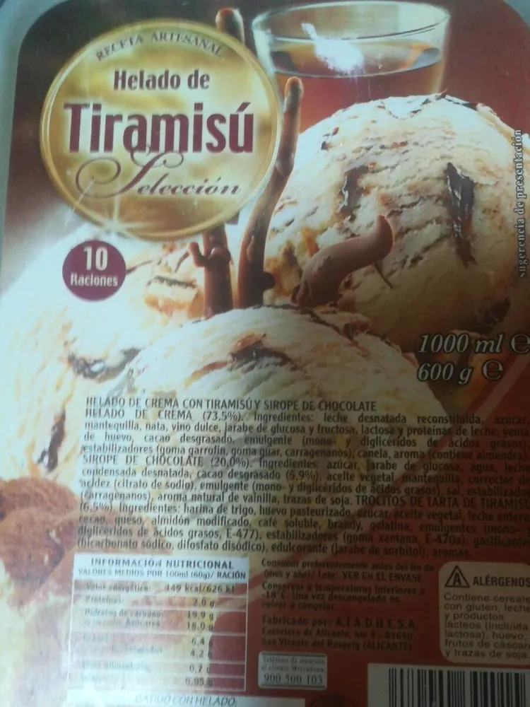 Helado de tiramisu
