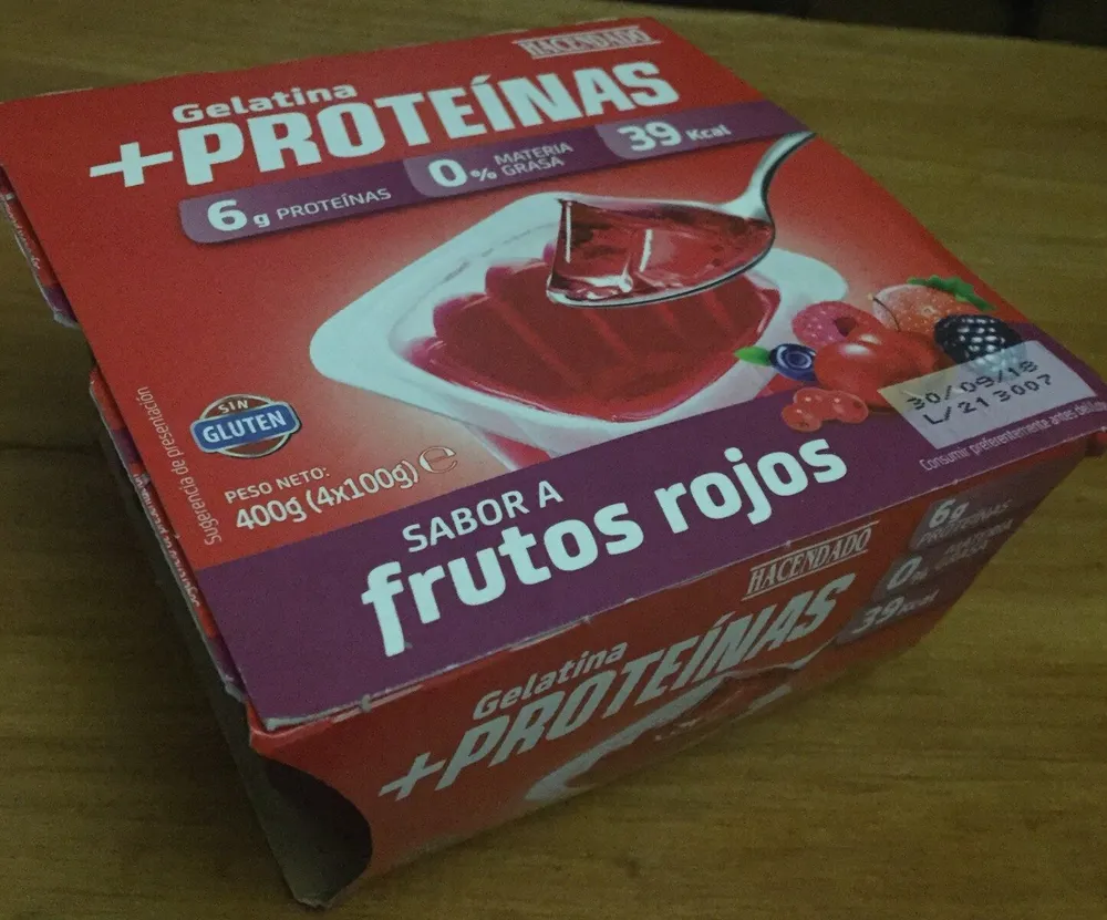 Gelatina  proteínas sabor frutos rojos