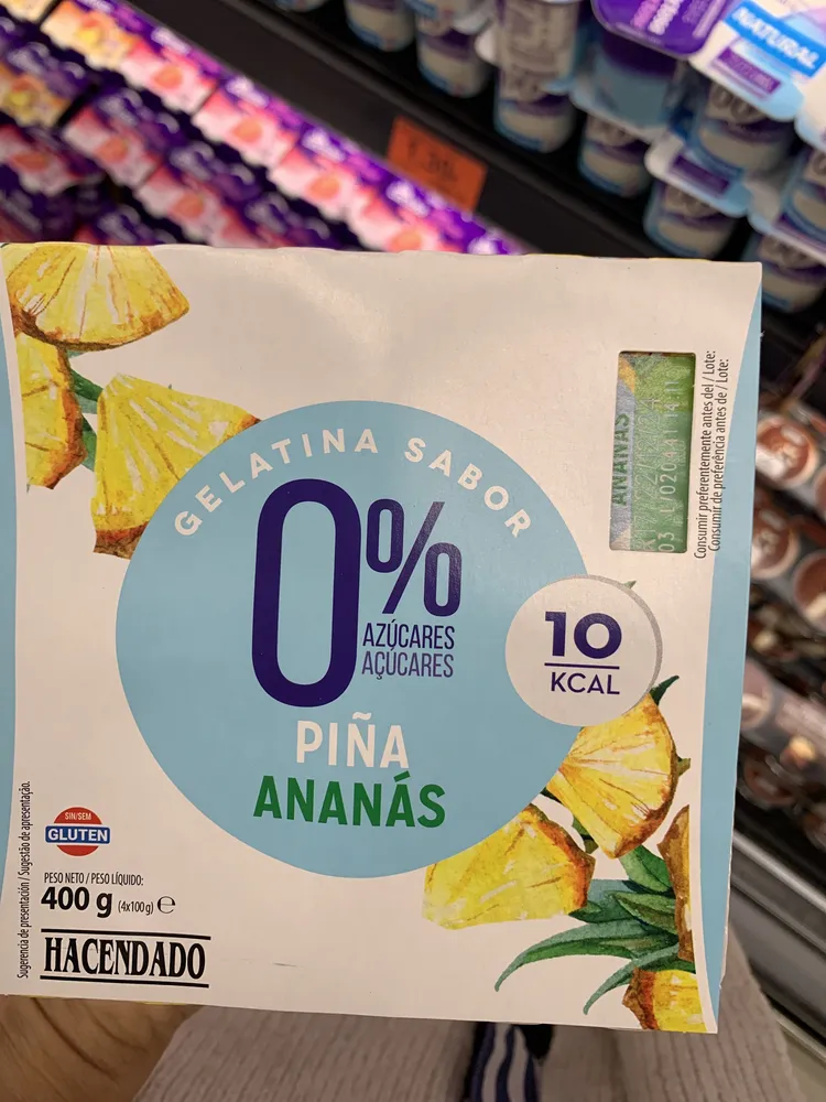 Gelatina sabor piña ananás 0% azúcares añadidos