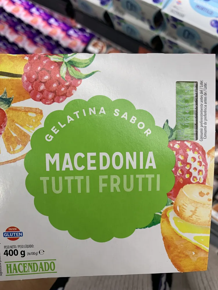Gelatina sabor macedonia tutti frutti