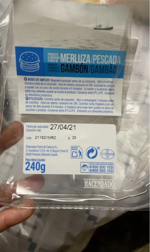 Hamburguesa Merluza Gambón