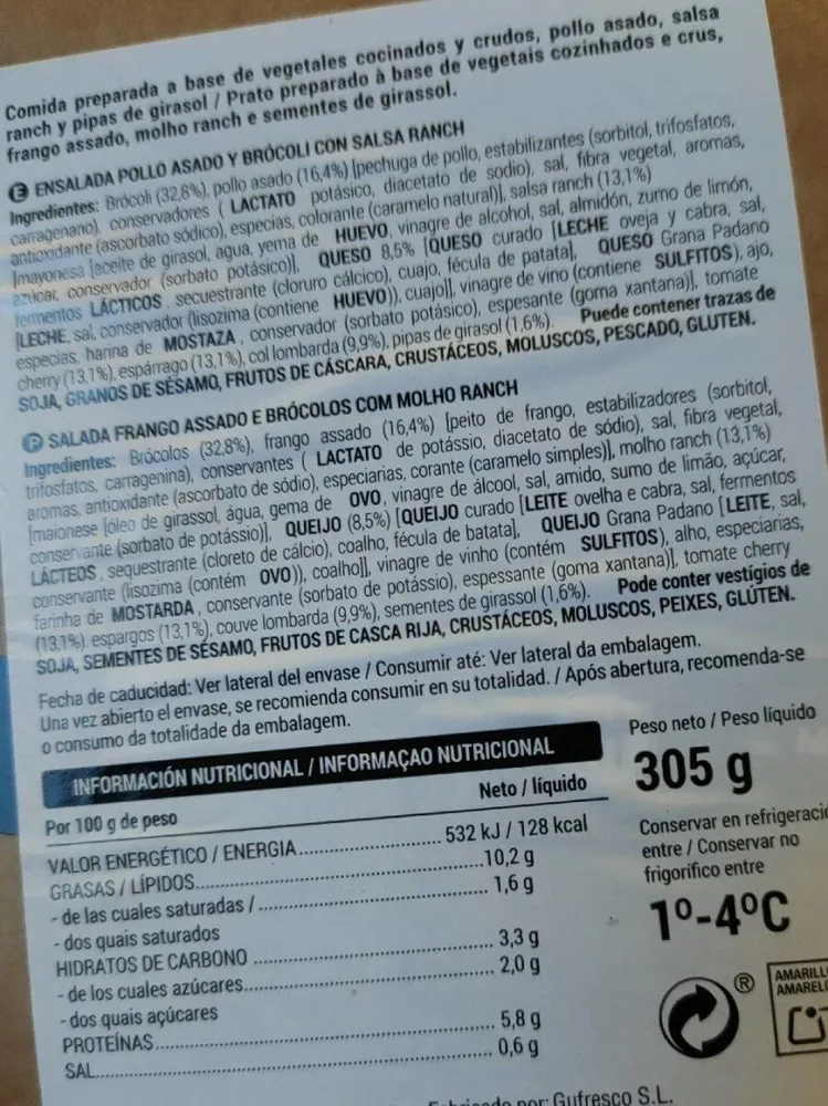Ensalada pollo y brocoli