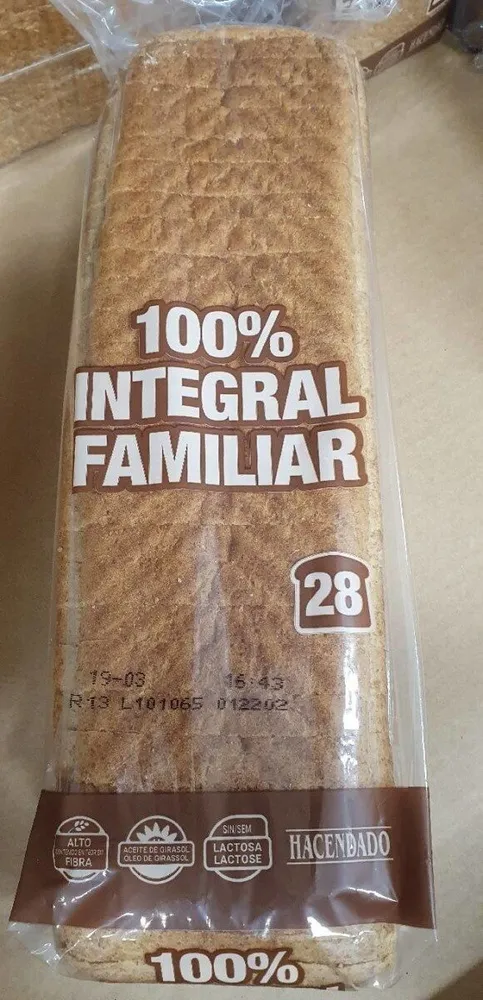 Pan 100% integral familiar