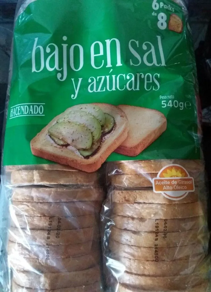 Pan tostado bj en sal y azúcares