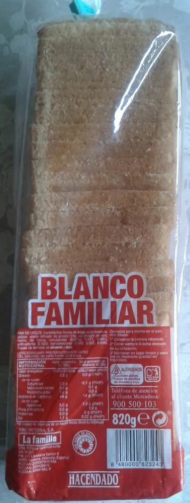 Pan de molde blanco familiar