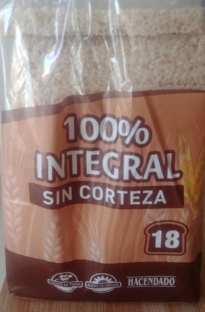 Pan de Molde Integral Sin Corteza