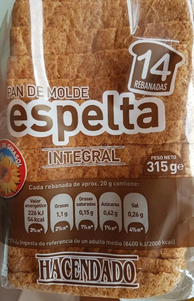 Pan de molde espelta integral