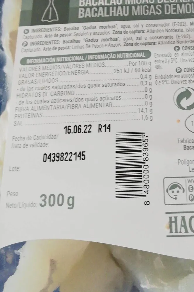 Bacalao migas desaladas