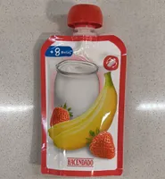 Postre lácteo infantil de fresa y plátano