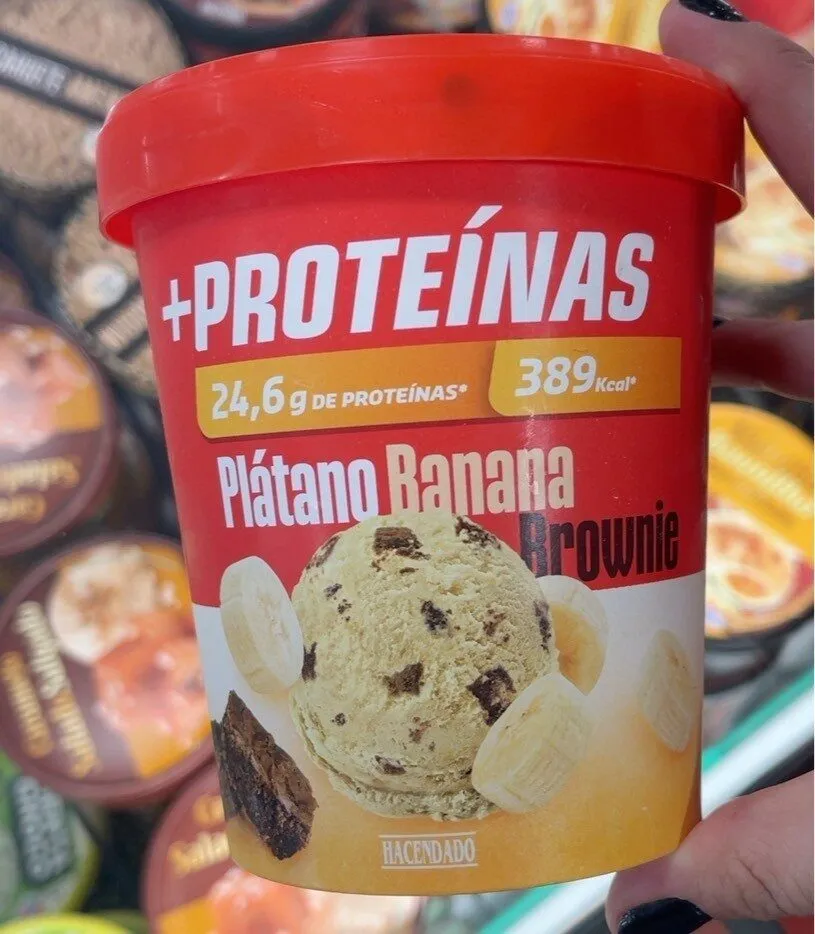 Helado proteínas plátano brownie