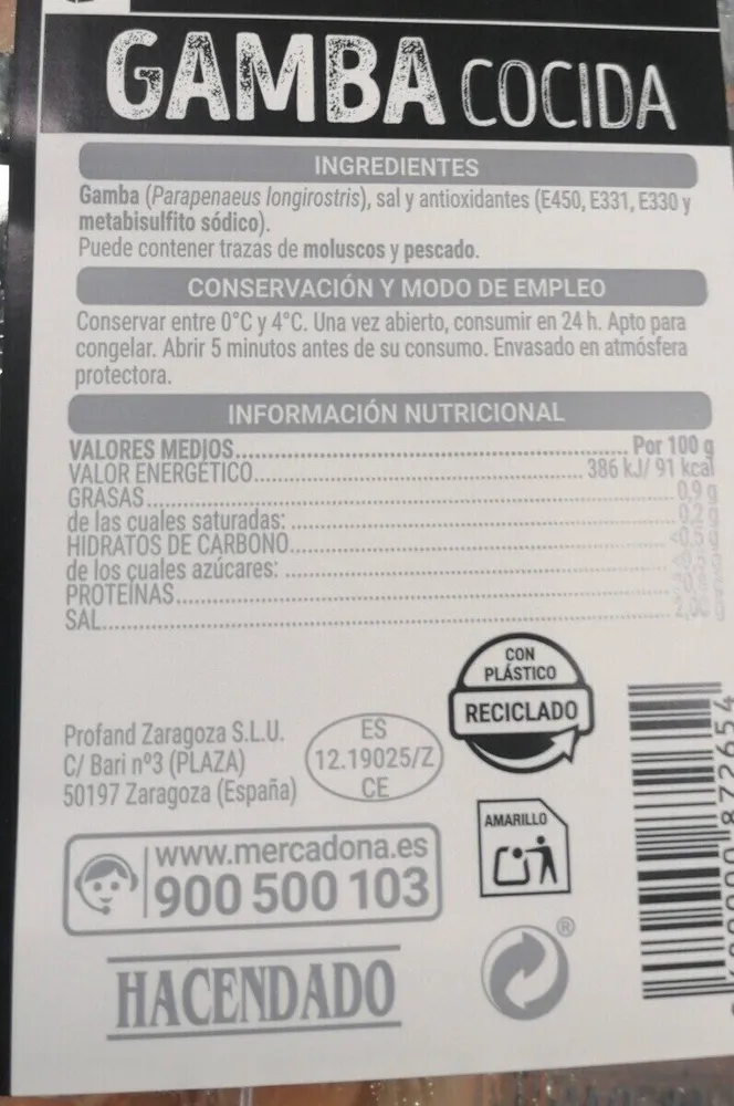 Gamba cocida