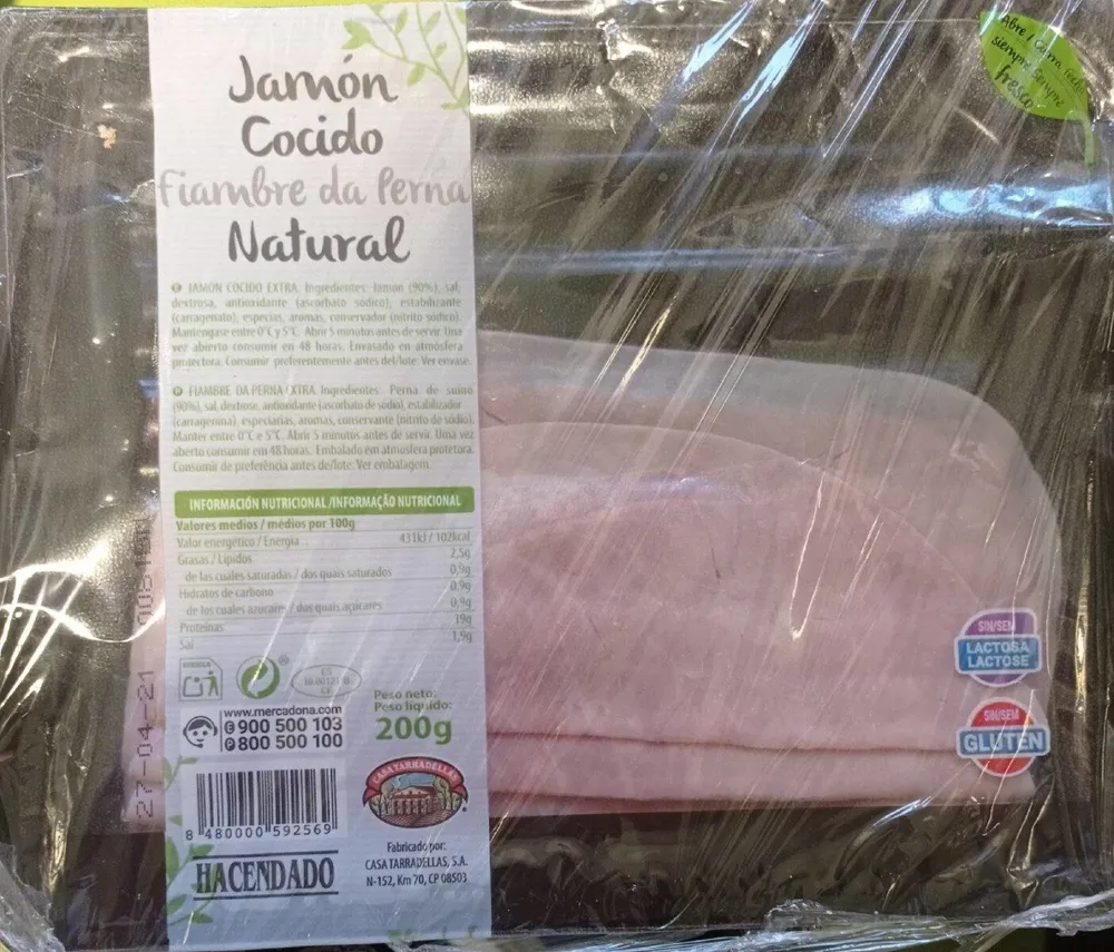 Jamón cocido natural