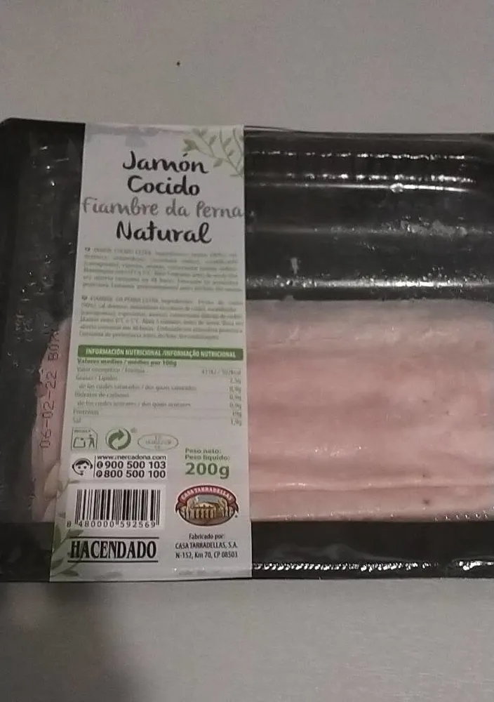 Jamón cocido natural