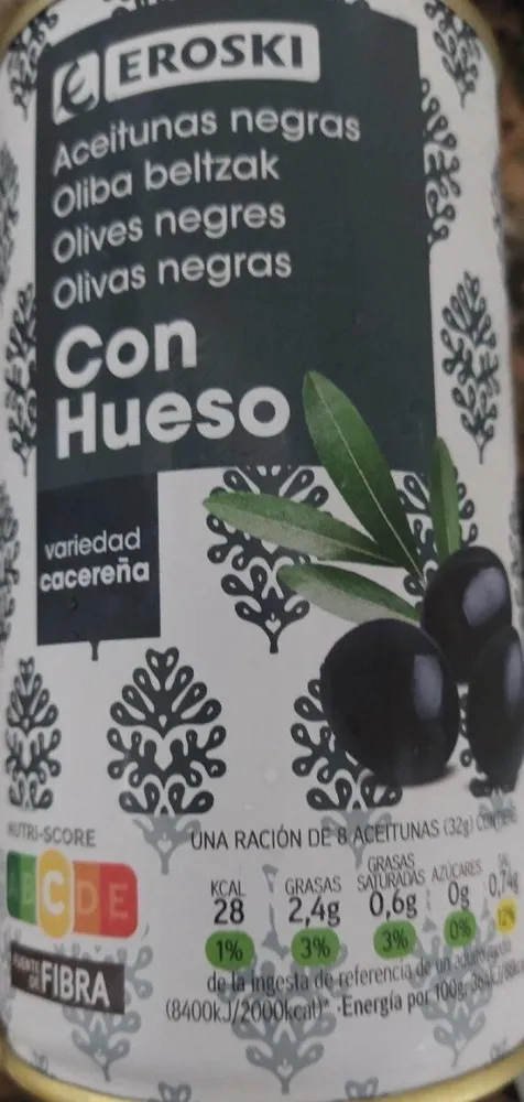 Aceitunas negras con hueso