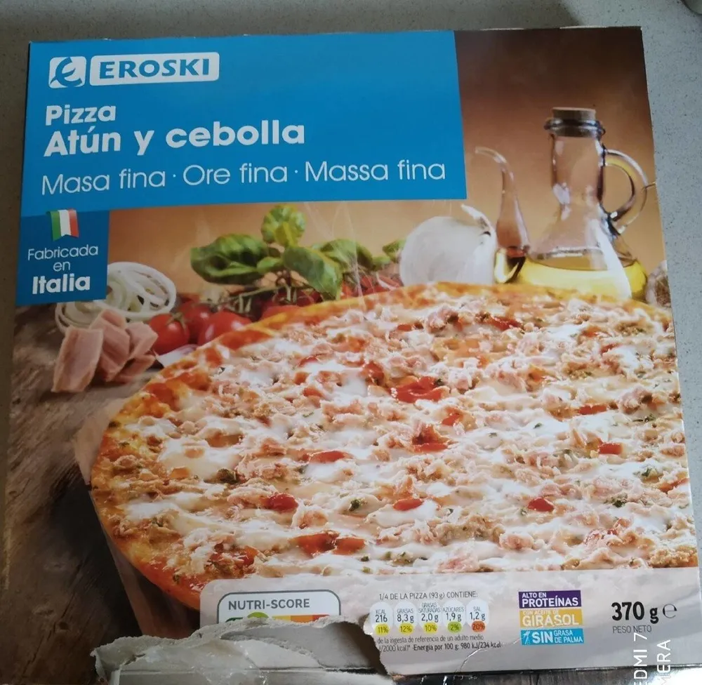 Pizza atún y cebolla