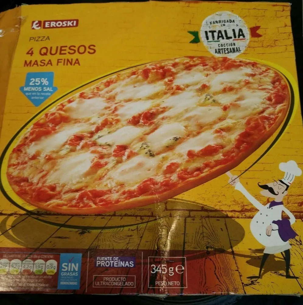 Pizza 4 quesos masa fina