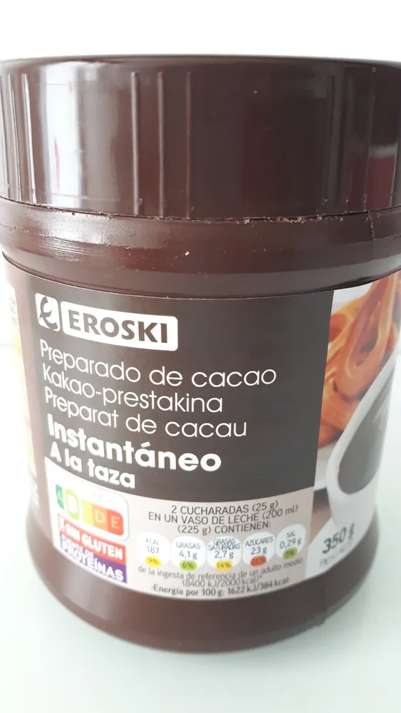 Preparado de cacao instantaneo a la taza