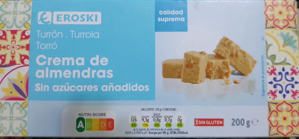 Turrón de crema de almendra