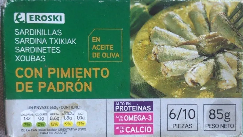 Sardinillas con pimiento del padrón