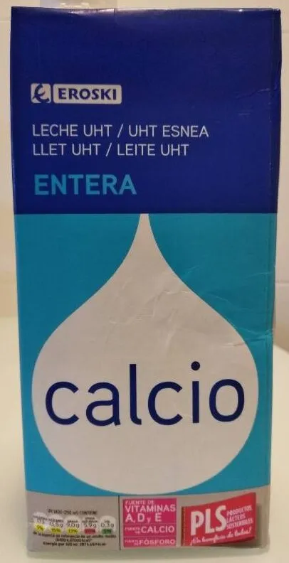 Leche entera calcio
