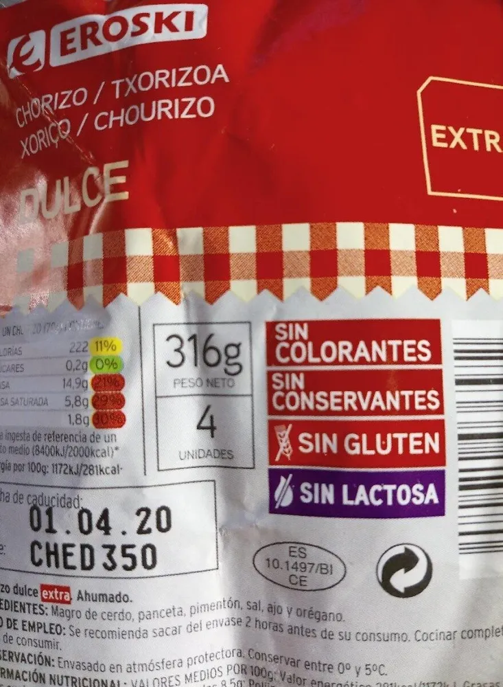 Chorizo dulce