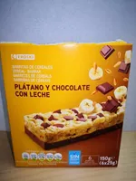 Barritas de cereales plátano y chocolate con leche