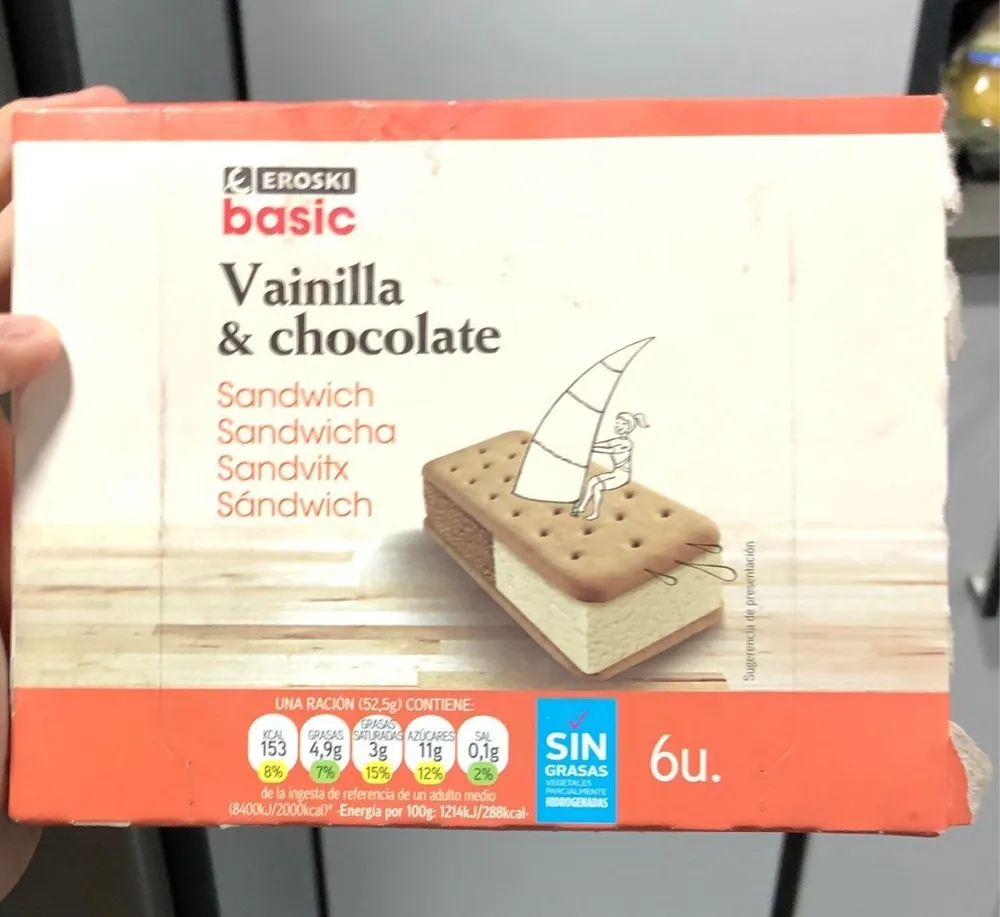Sandwich vainilla y chocolate