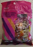 Caramelos de sabores naranja, cereza, manzana, mora y plátano
