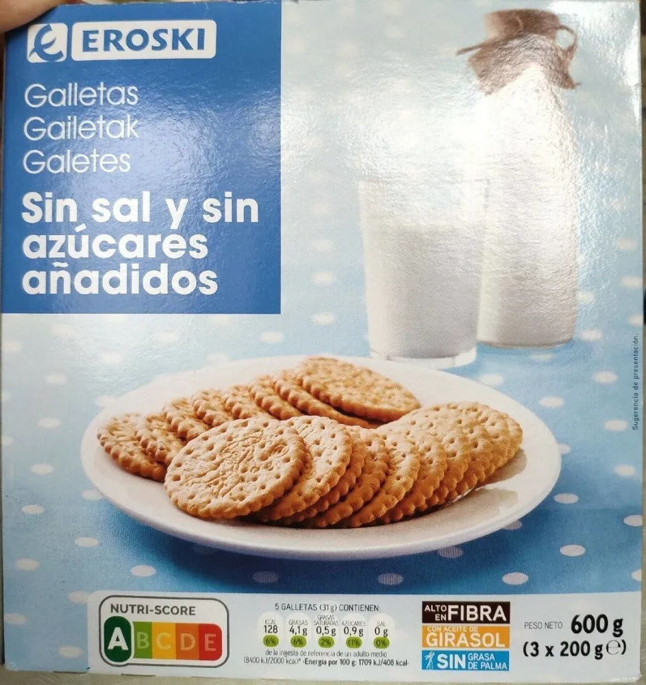 Galletas sin sal y sin azúcares añadidos