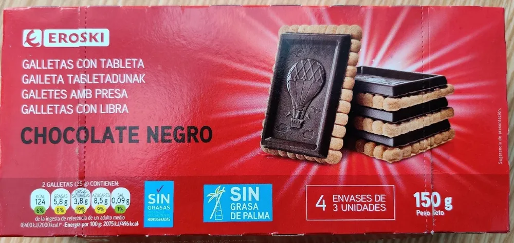 Galletas con tableta chocolate negro