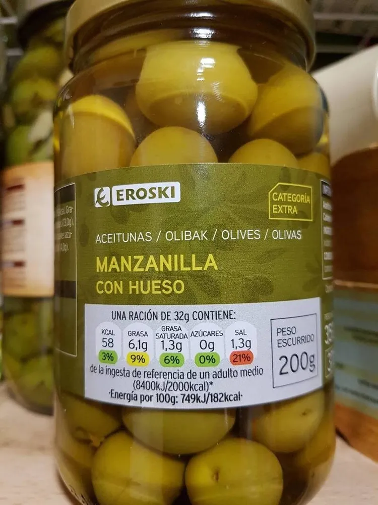 Aceituna manzanilla con hueso