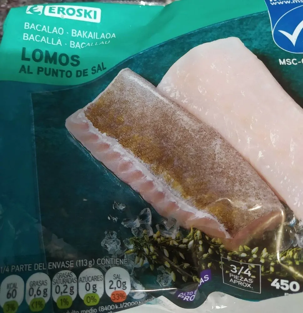 Lomos de bacalao al punto de sal